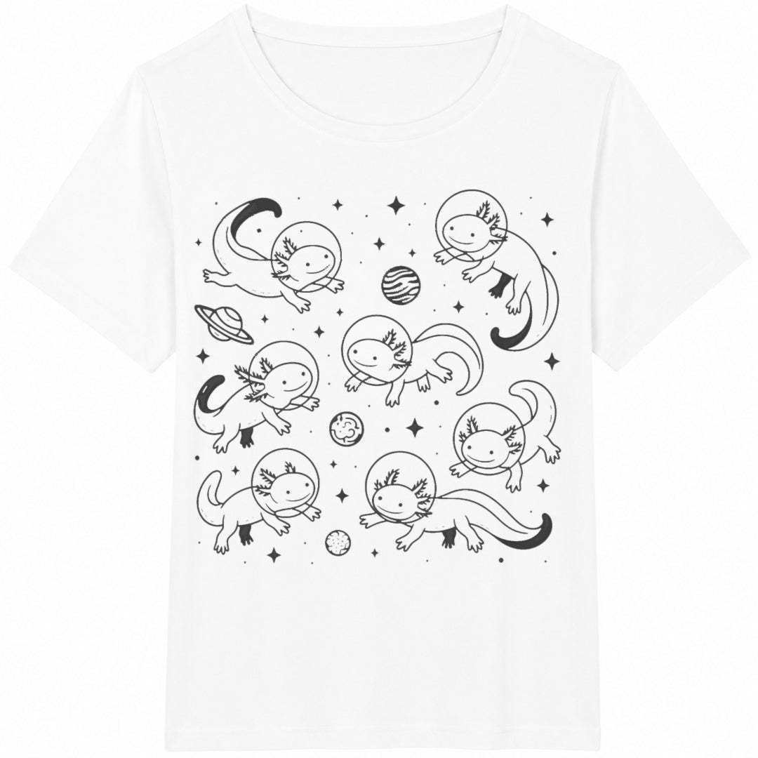 Space Axolotl Astronaut Planet Axolotl Lover School Christmas Cotton T-Shirt - product view