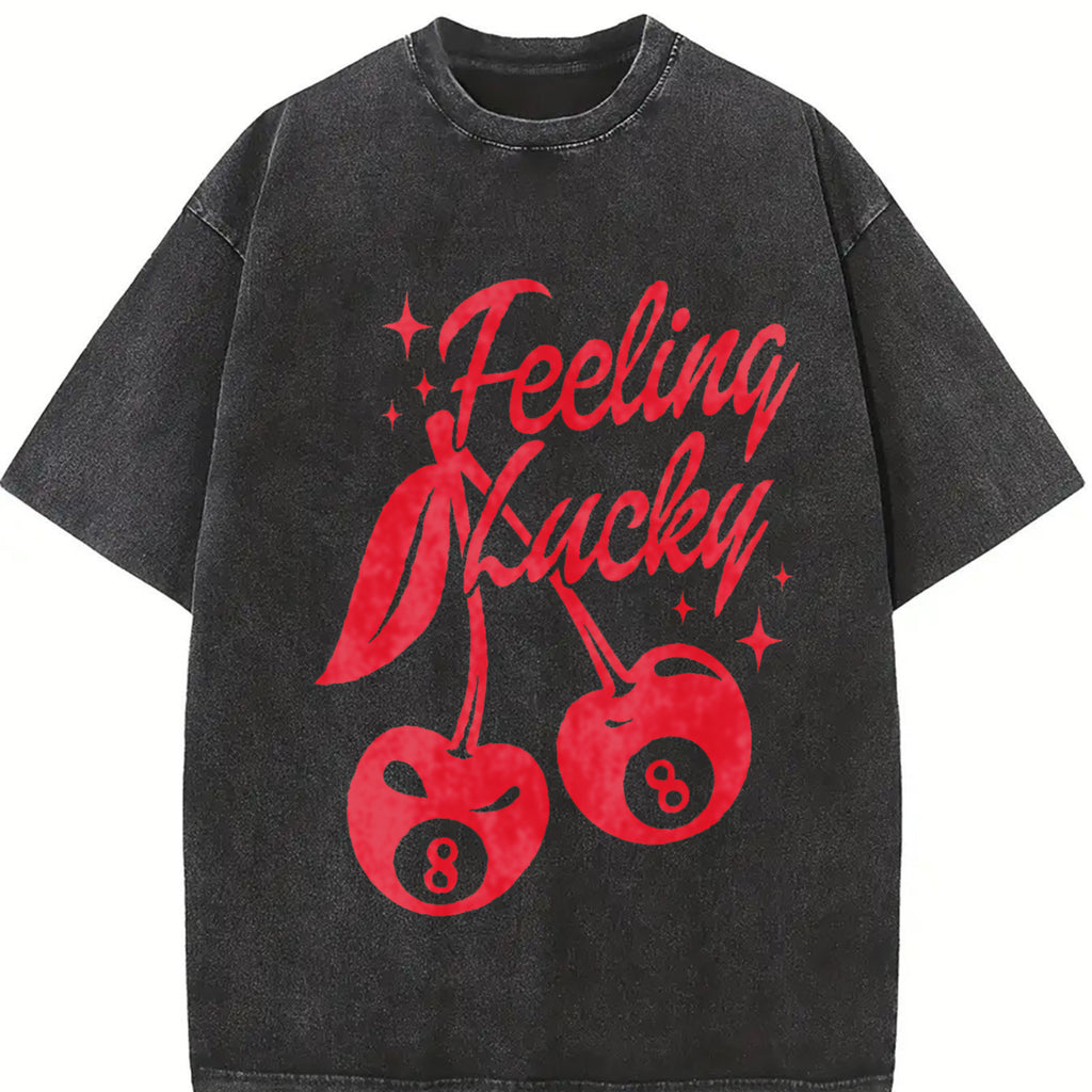 Feeling Lucky Tshirt, Lucky You Cherry 8 Ball Tee, Trendy Aesthetic Shirt, Feeling Lucky Cherry 8 ball Graphic Tee, Trendy Shirt Top Womenswear