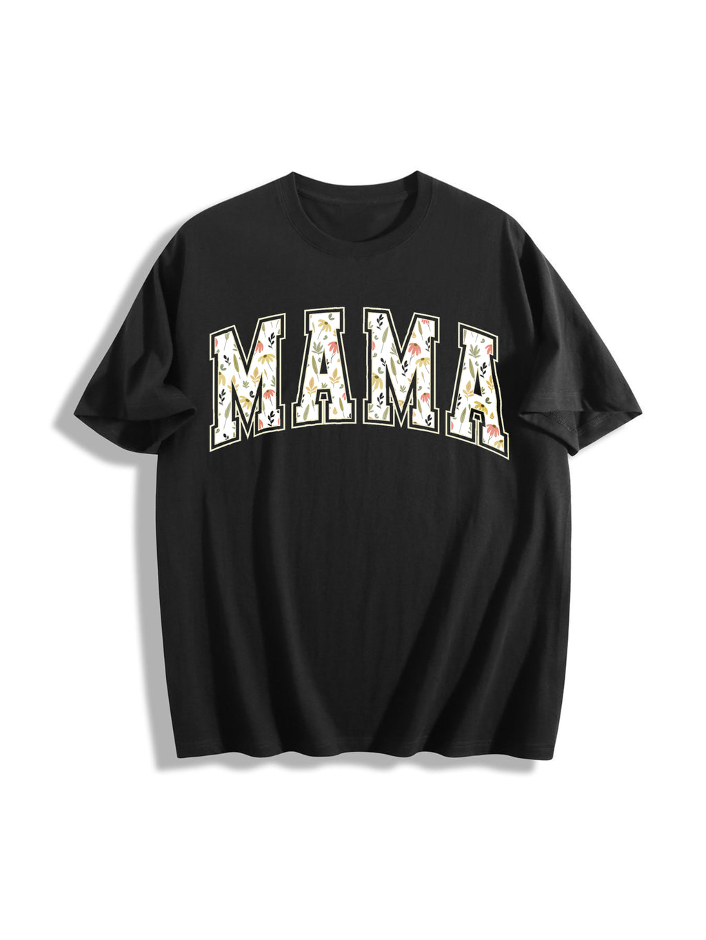 Floral Mama Cotton T-Shirt - Black