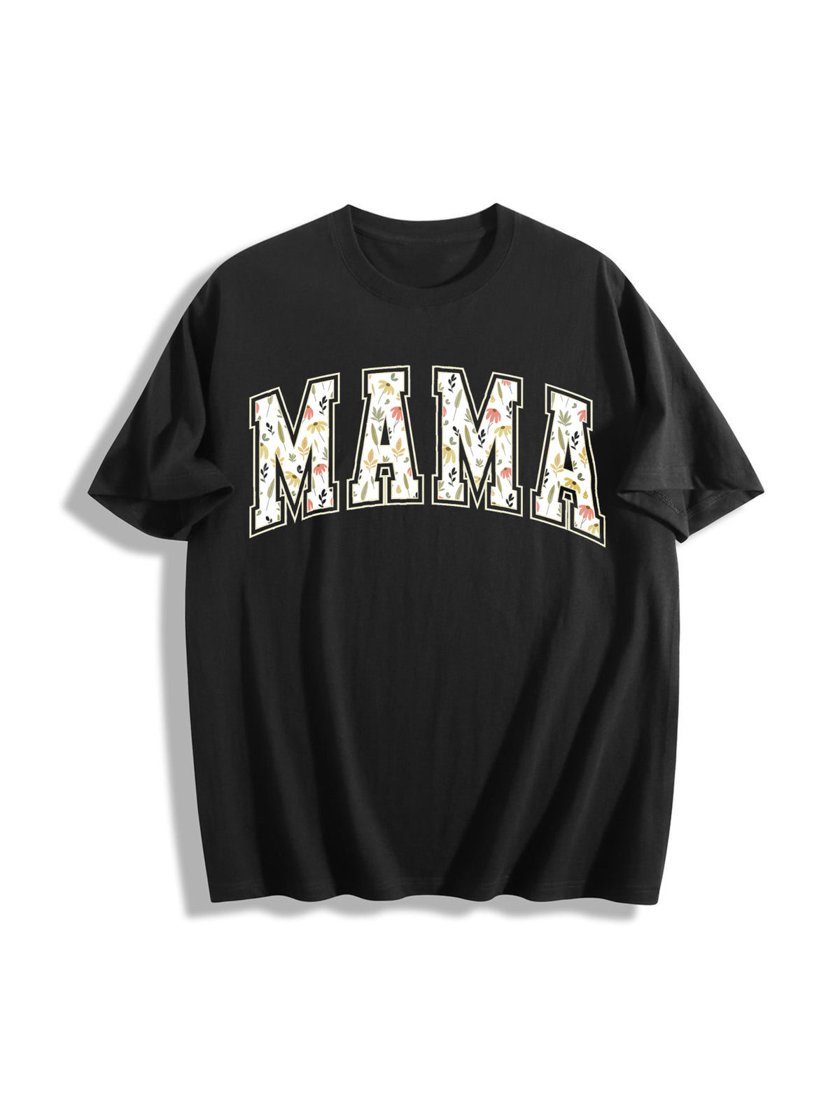 Floral Mama Cotton T-Shirt - Black