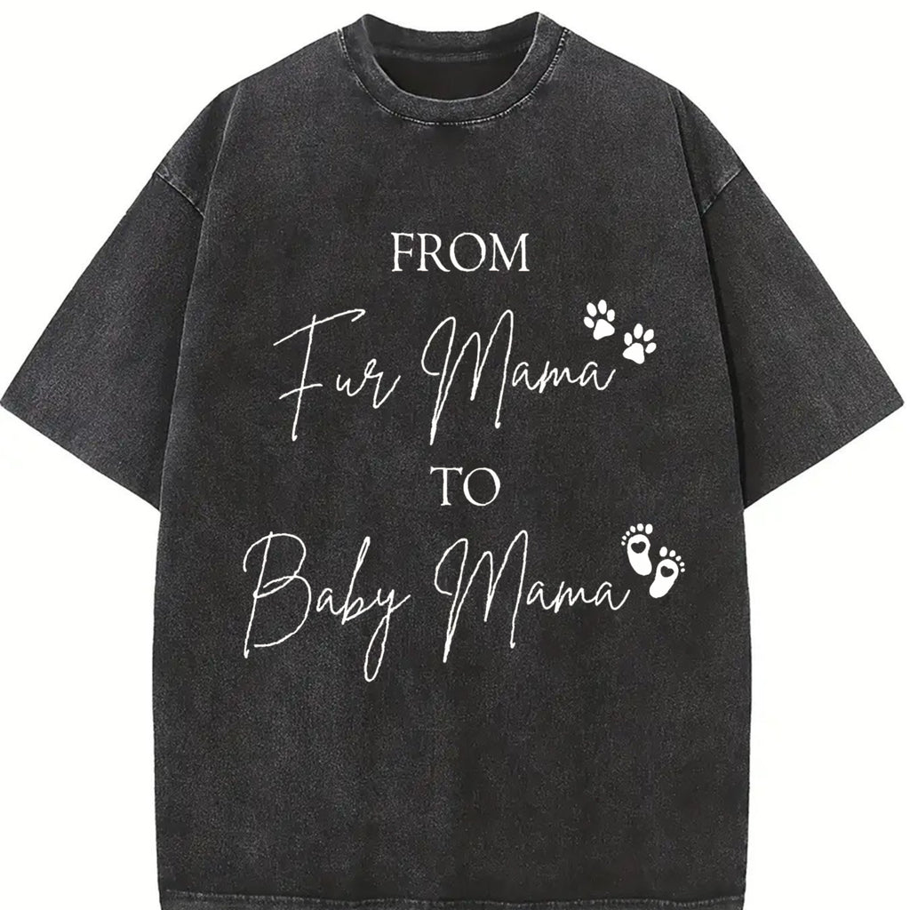 From Fur Mama To Baby Mama Pregnancy Announcement Shirt, Comfort Colors Pregnant Mom T-Shirt, Expecting Mom Gift, Dog Mom Baby Reveal Tee