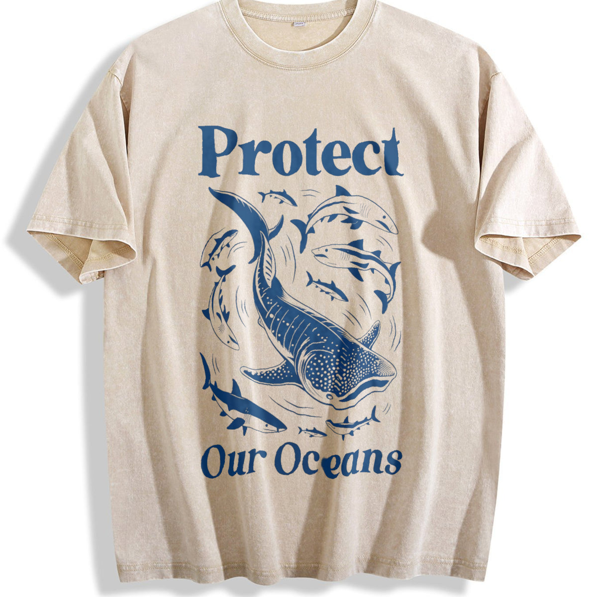 Protect Our Oceans Vintage Washed T-Shirt - Beige
