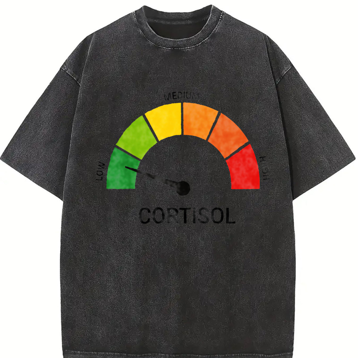 Low Cortisol Level 100% Cotton Gauge Tee | Hormone Meter T-Shirt