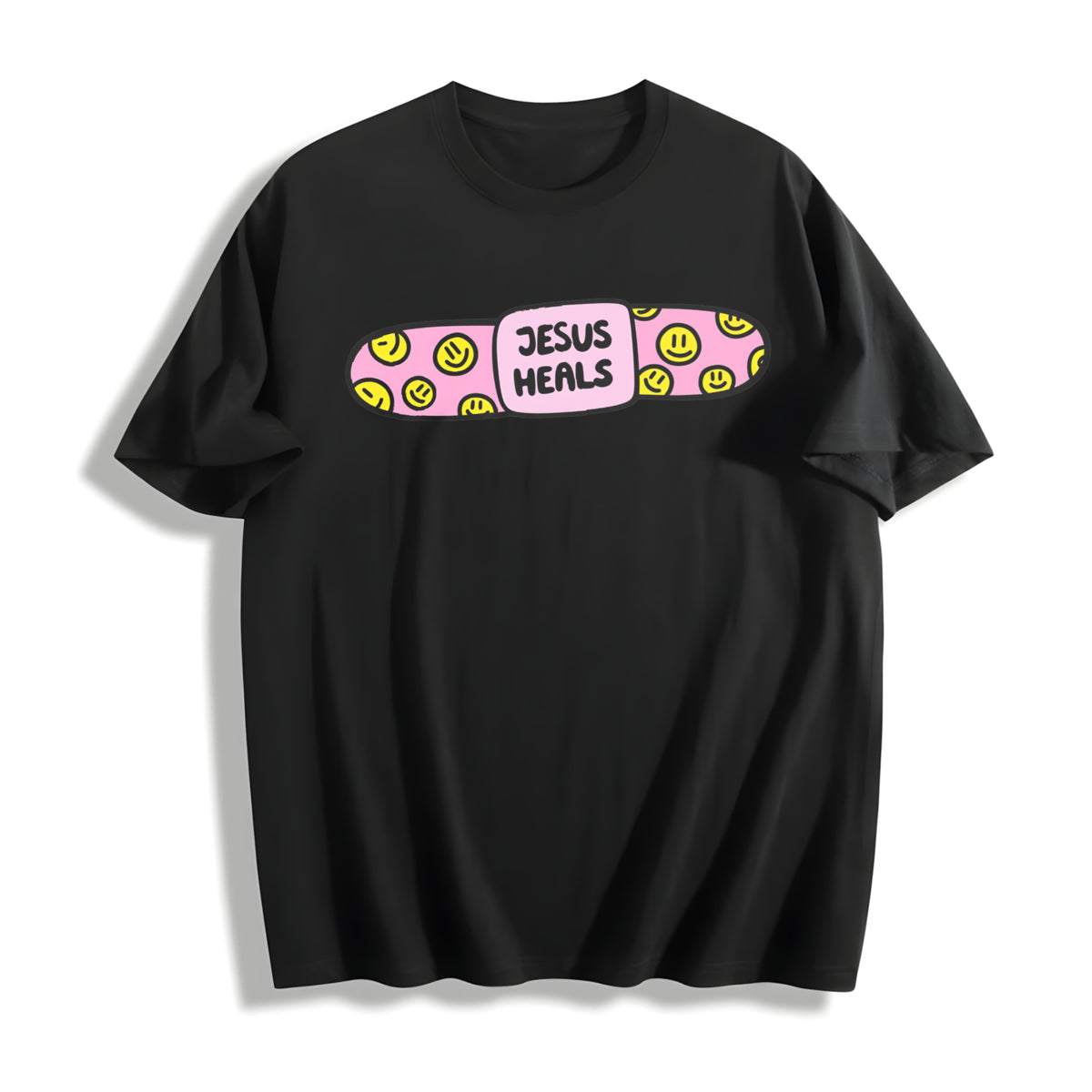 Jesus Heals Cotton T-Shirt - Black