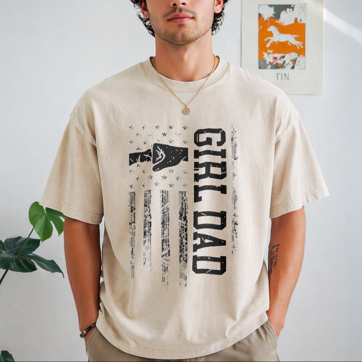 Girl Dad Vintage Washed T-Shirt - product view