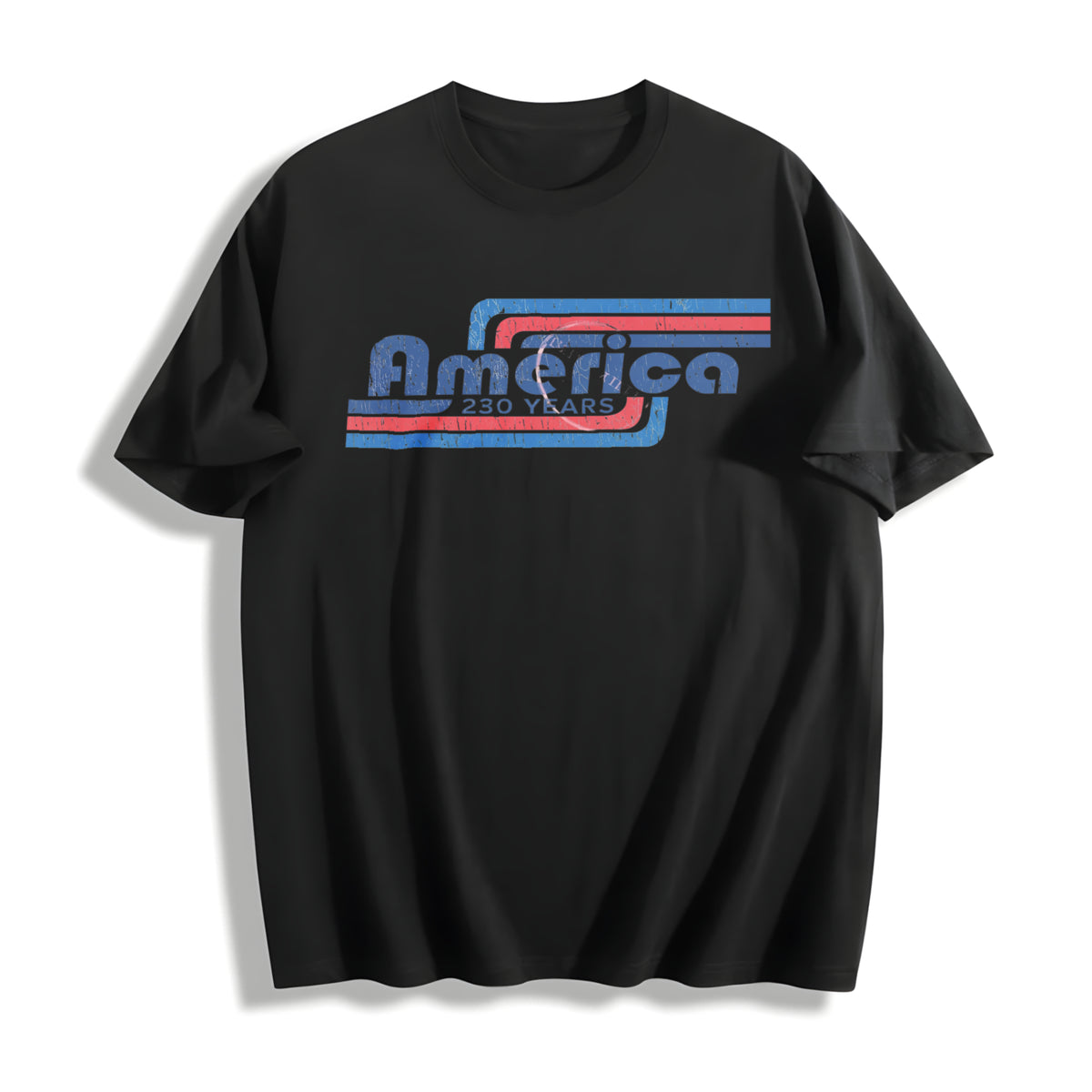 America 250 Years Baby Stripes Patriotic Micro Rib Americana Cotton T-Shirt - Black