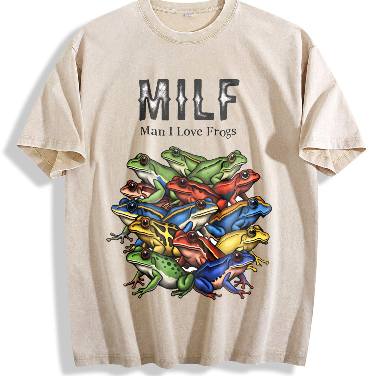 Milf 90s Vintage Washed T-Shirt - Beige