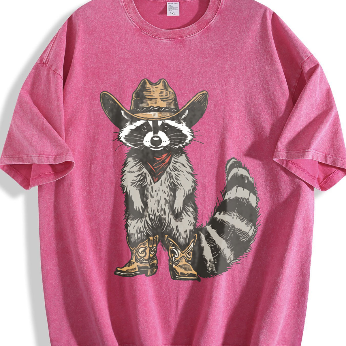 Raccoon Cowboy Vintage Washed T-Shirt - product view