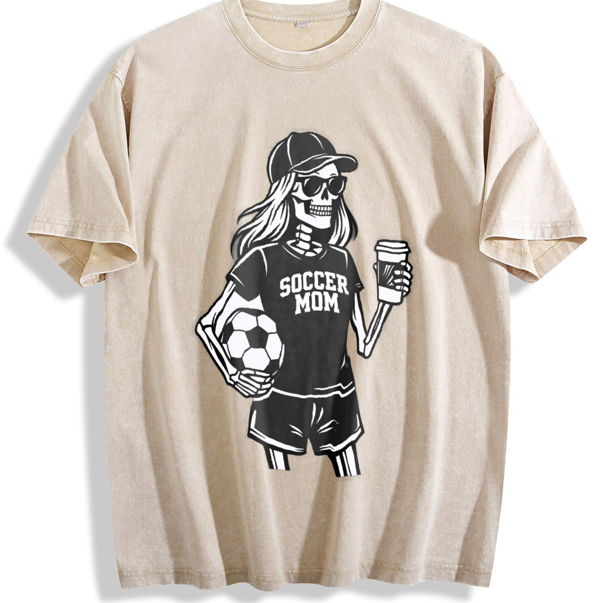 Global Soccer Fan Vintage Washed T-Shirt - Beige