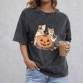 Vintage 90s Cat Pumpkin Halloween Sweatshirt, Retro Halloween Shirt, Spooky Season Shirt, Pumpkin Shirt, Cat Lover Shirt, Black Cat, Cat Halloween Shirt Sweater Menswear Hoodie Print T-Shirt Crewneck Tops Pullover