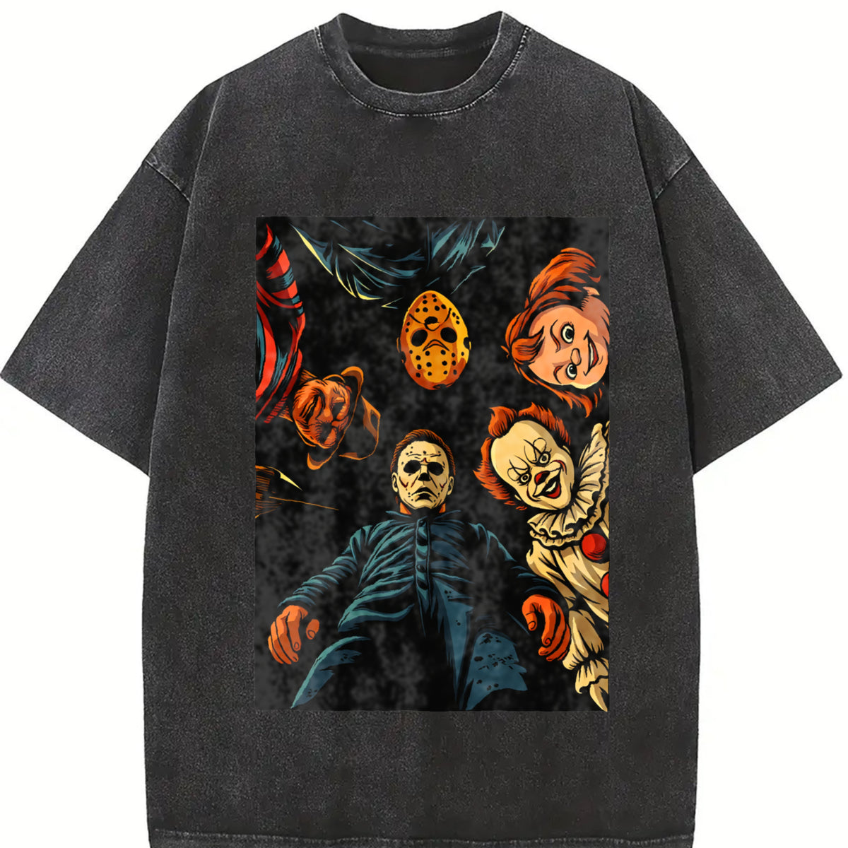Retro Halloween Characters Tshirt, Vintage Halloween Horror Movie Shirt, Trendy Graphic Scary Movie Tee, Spooky Season