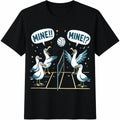 Funny Seagull Volleyball Cotton T-Shirt - Black