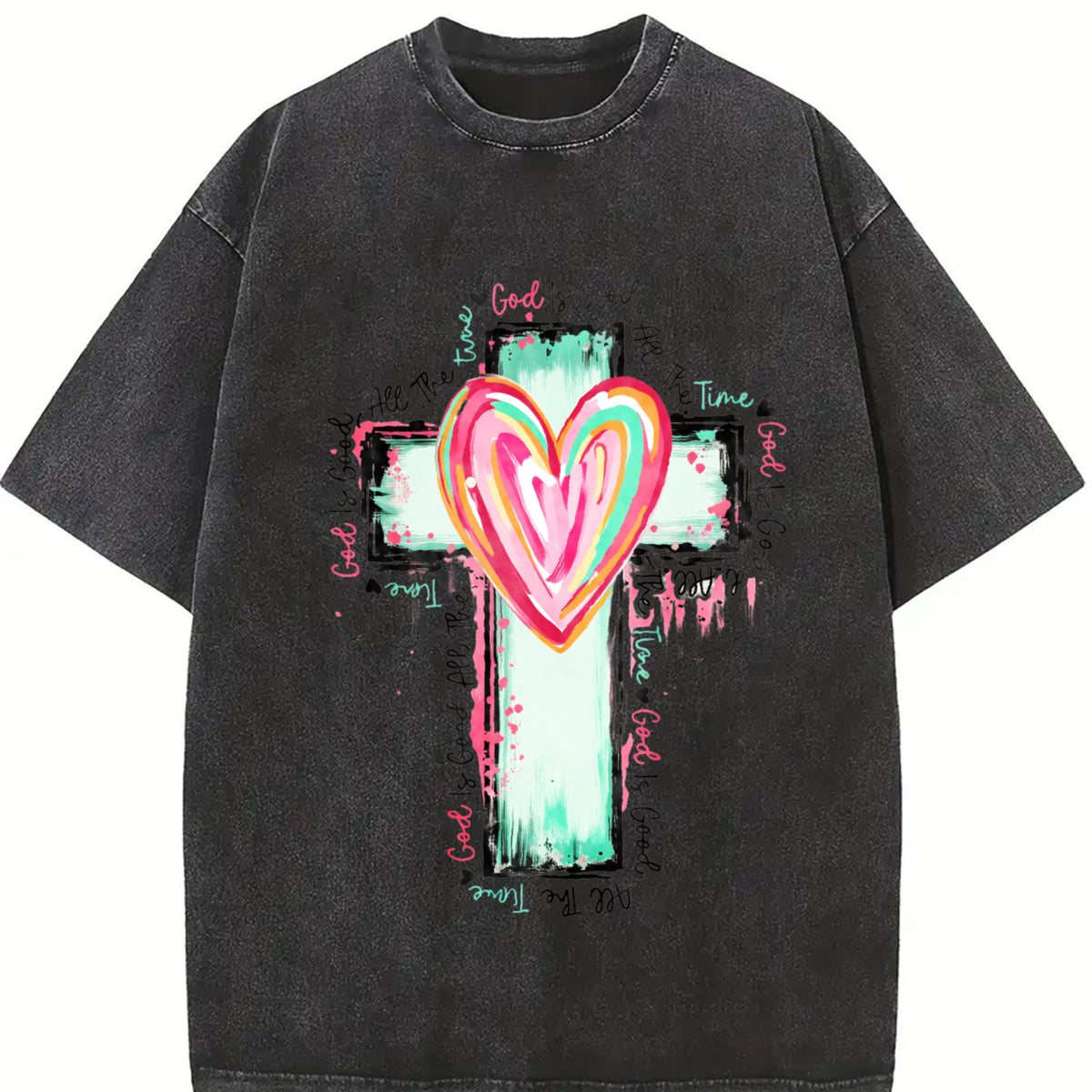 God Is Good All The Time Tshirt, Hand Drawn Cross Shirt, Watercolor Cross T-Shirt, Religious, Christian Tee Top Womenswear  Streetwear Summer