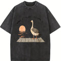 Funny Goose T-Shirt Duck Shirt What If I'm Silly Enough Meme T-shirt Gift Idea Trending Tee Tshirt Bird Nerd Animal Graphic Memes Casual Cotton Menswear Black Classic Outfits White Top Collar Fitted Crewneck Short Sleeve Streetwear