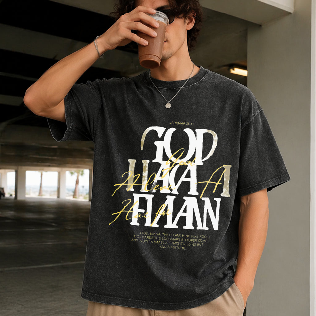 Christian - God Has A Plan Jeremiah 29:11 Vintage Washed T-Shirt - product view