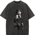 Mina Ashiro Kaiju No 8 Anime Double Printed Vintage Washed Tee Unisex Oversize Anime Manga Washed Heavyweight Cotton T-shirt