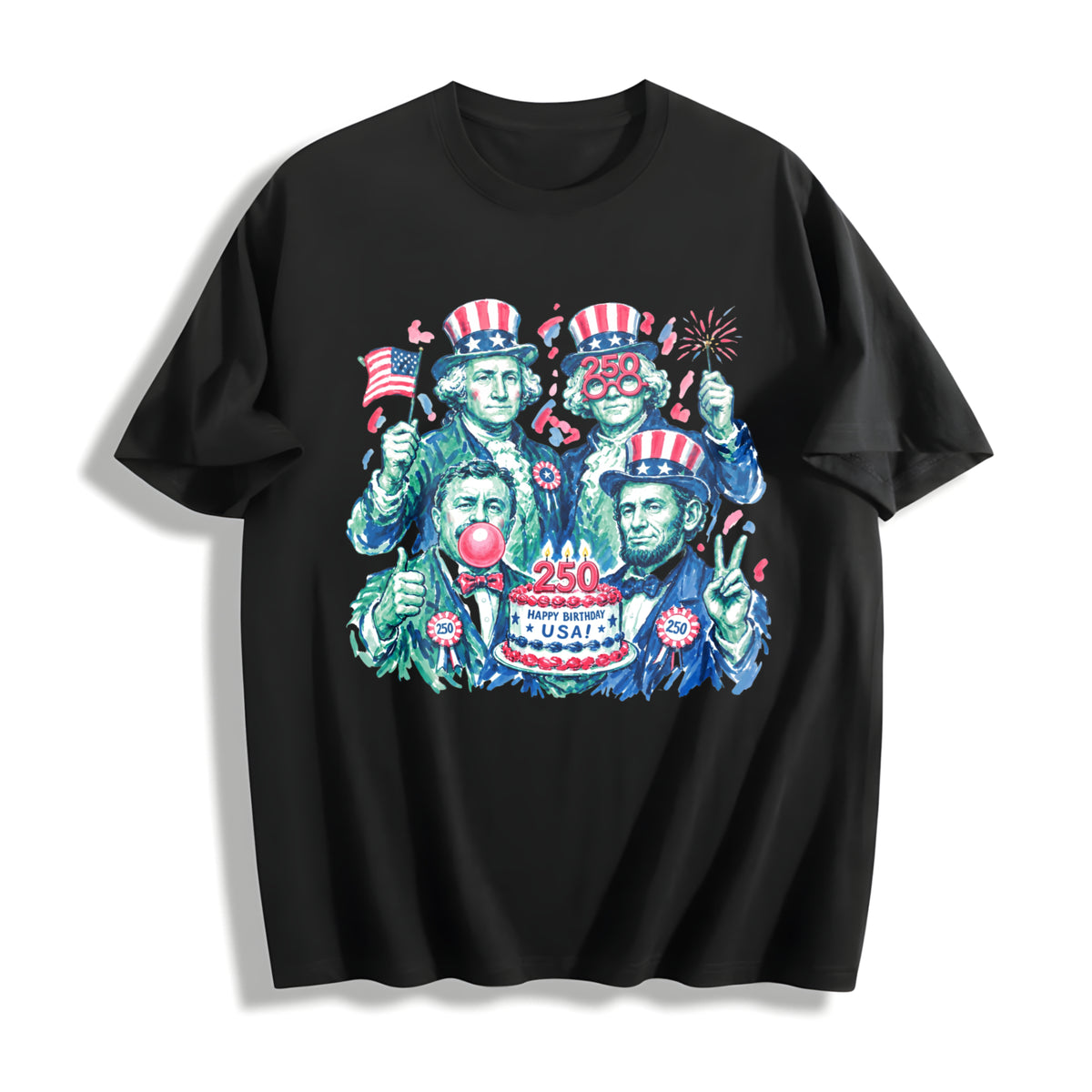 Funny Founding Fathers Birthday Party Cotton T-Shirt - Black