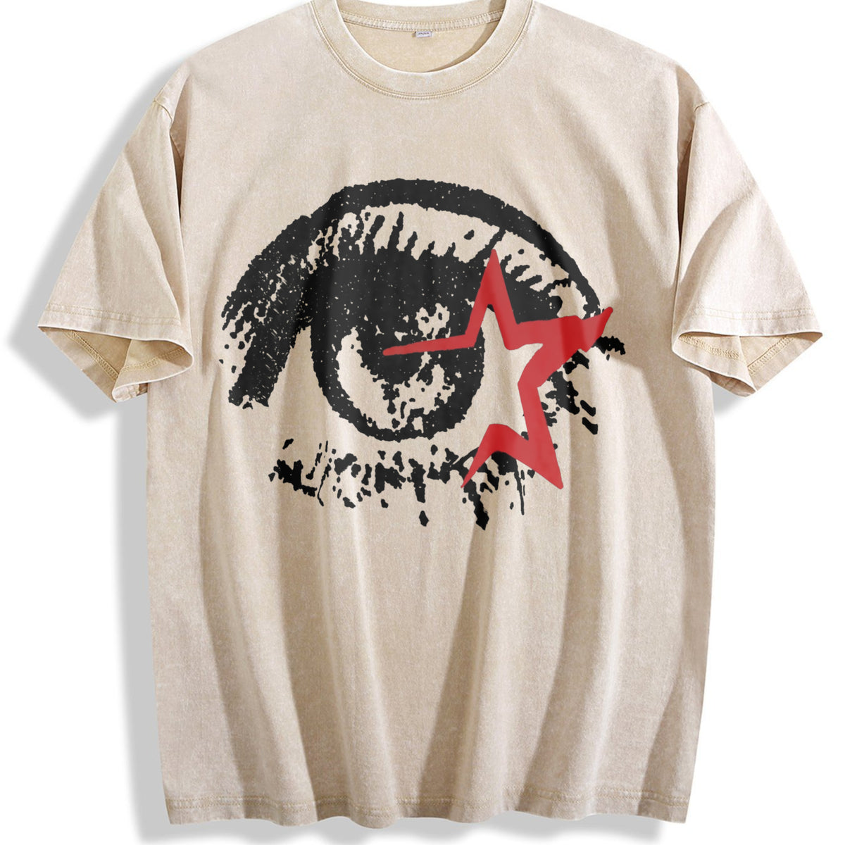 Big Eye Vintage Washed T-Shirt - Beige