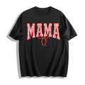 Mama Gingham Bow Cotton T-Shirt - Black