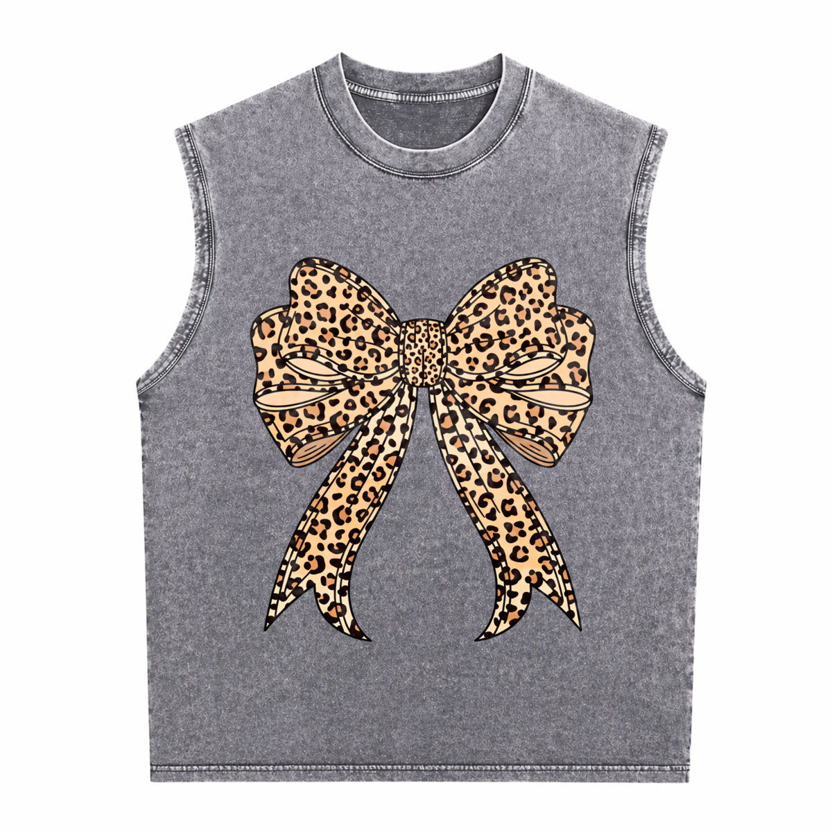 Coquette Bow Leopard For Aesthetic Girly Men's Washed Tank Top - product view