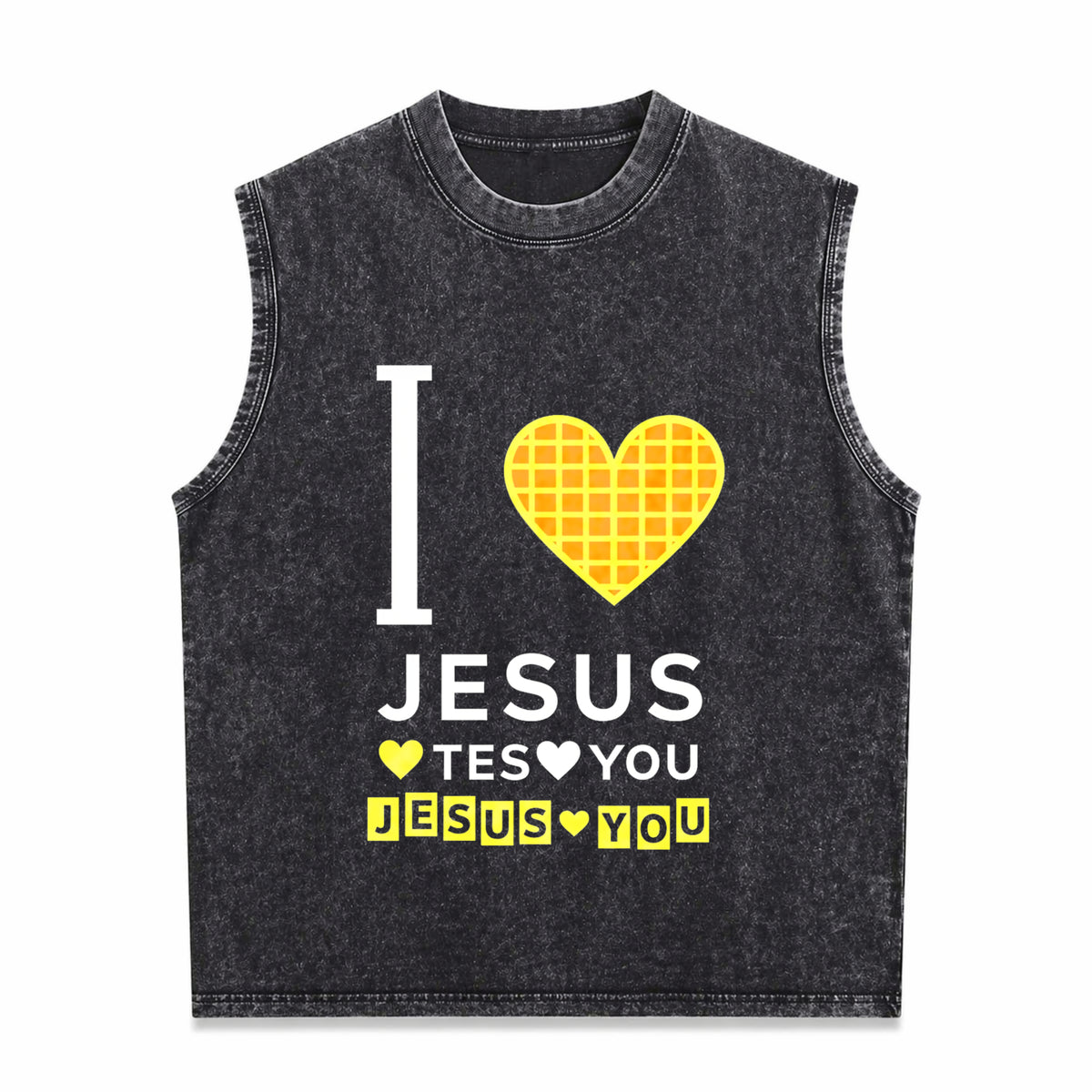 I Love Jesus Jesus Love You Men's Washed Tank Top - Black