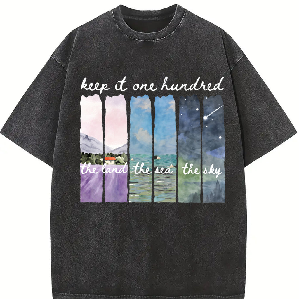 Comfort Colors Keep It 100 Land Sea Sky Shirt | Fate of Ophelia TS Showgirl Inspired T-Shirt