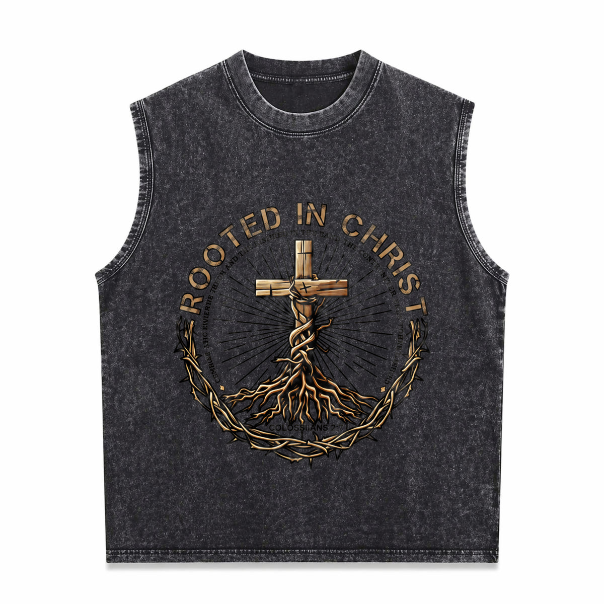 Rooted In Christ Men's Washed Tank Top - Black