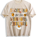 Preppy I'm Just Here For The Deviled Eggs & Family Vintage Washed T-Shirt - Beige