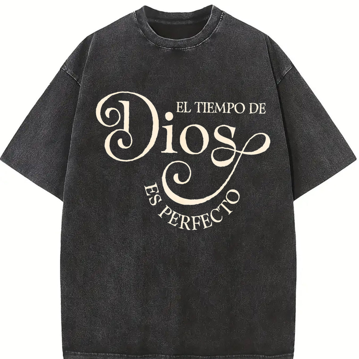 Stylish Comfortable Women's Short Sleeve T-Shirt Featuring "El Tiempo De Dios Es Perfecto" Print for Spring and Summer