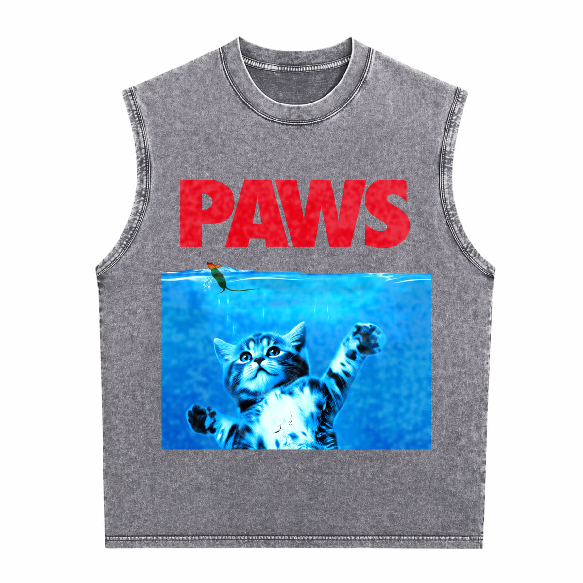 Xiongying Paws Cat And Mouse Men's Washed Tank Top - product view