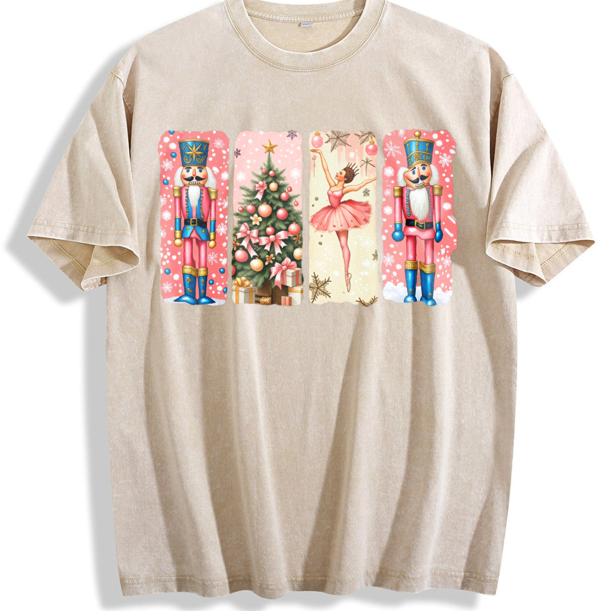 Nutcracker Christmas Vintage Washed T-Shirt - Beige