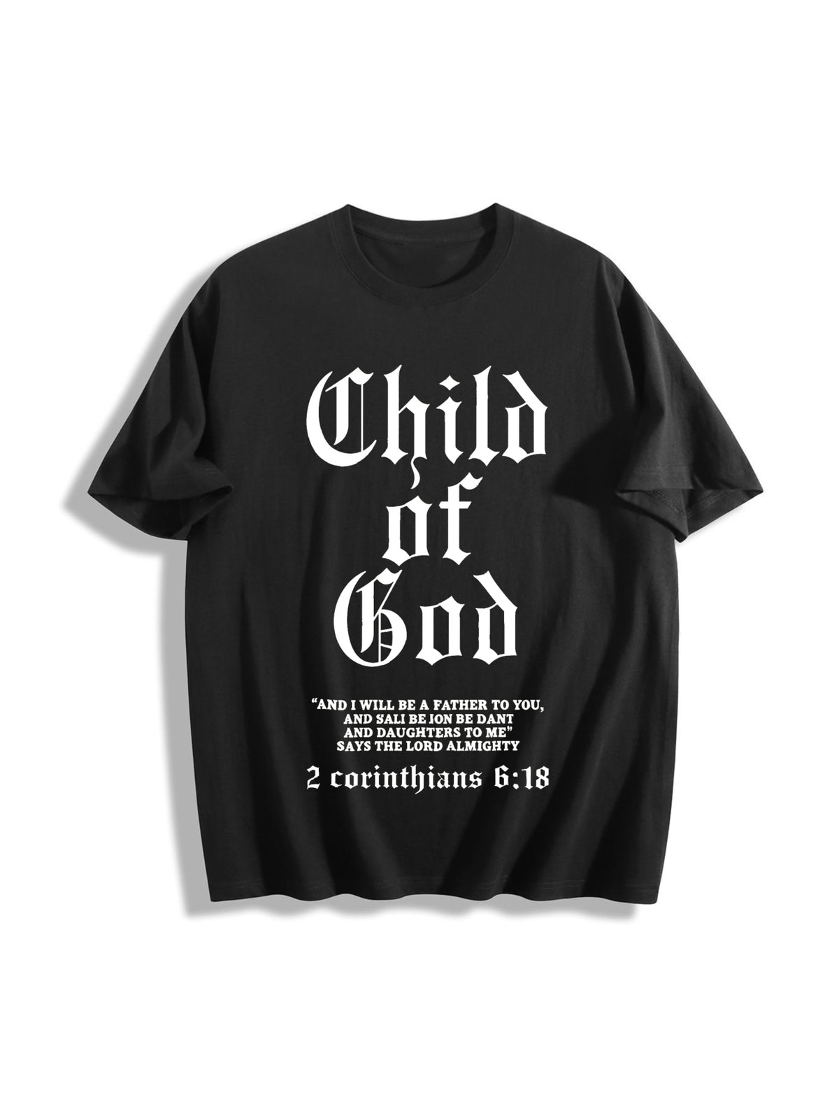 Child of God Scripture Cotton T-Shirt - Black