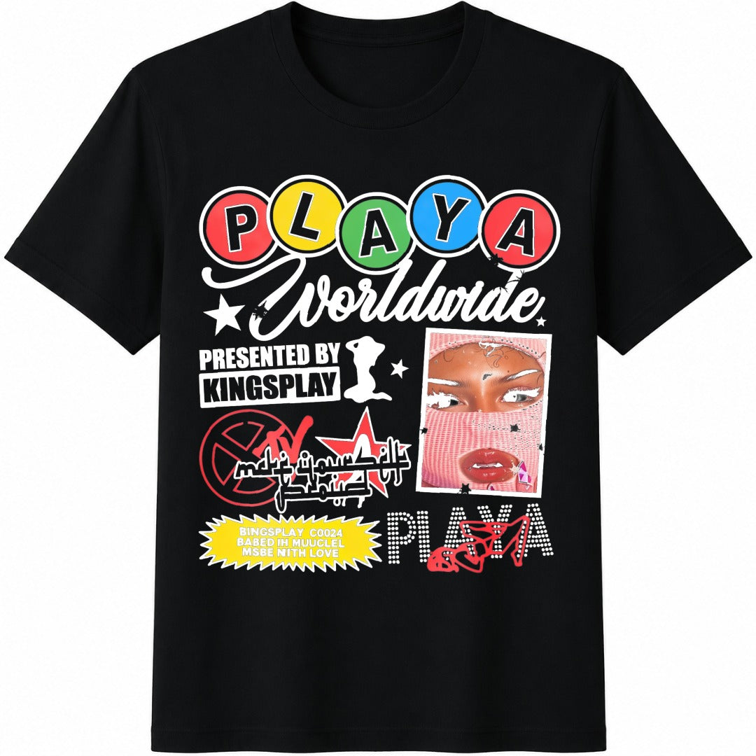 Spring Summer Daily & Vacation Cotton T-Shirt - Black