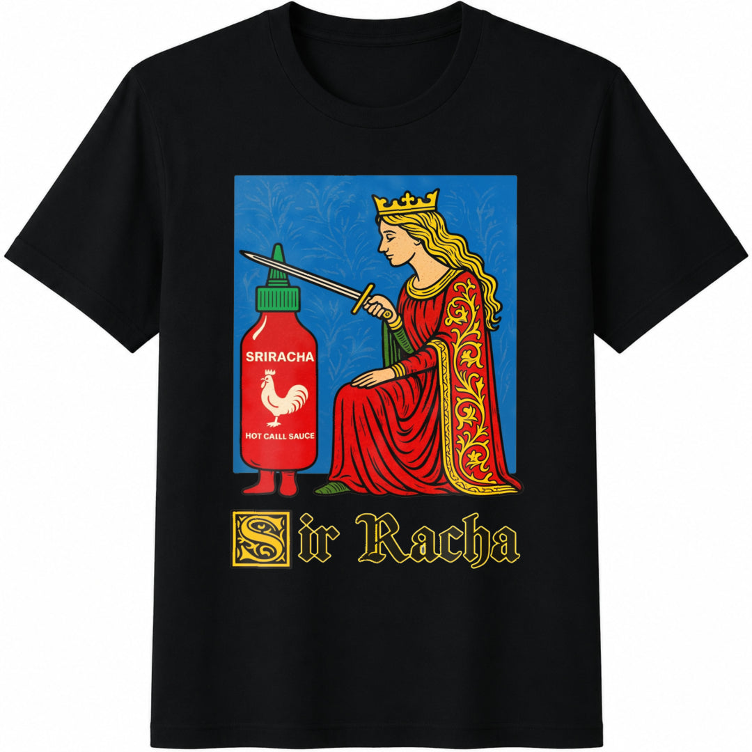 Sir Racha Funny Knight Meme Cotton T-Shirt - Black