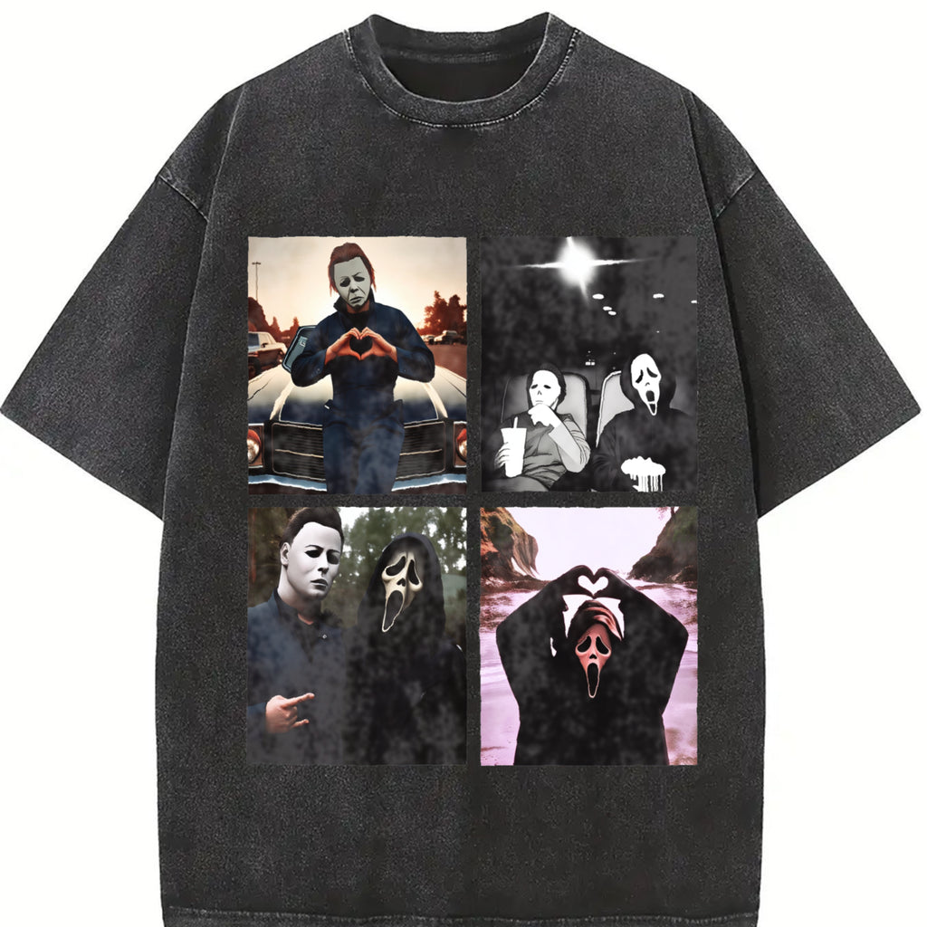 Michael Myers And Ghostface Tshirt, Retro Halloween Horror Movie Shirt, Scream Movie Tee, Friday The 13th Shirt