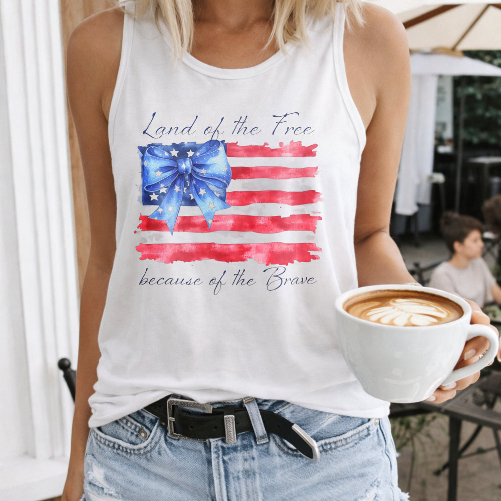 Land Of The Free Because Of The Brave Memorial Day 4th Women's Tank Top - product view