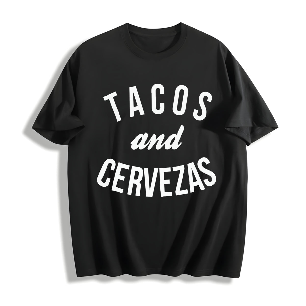 Tacos And Cervezas Funny Cotton T-Shirt - Black