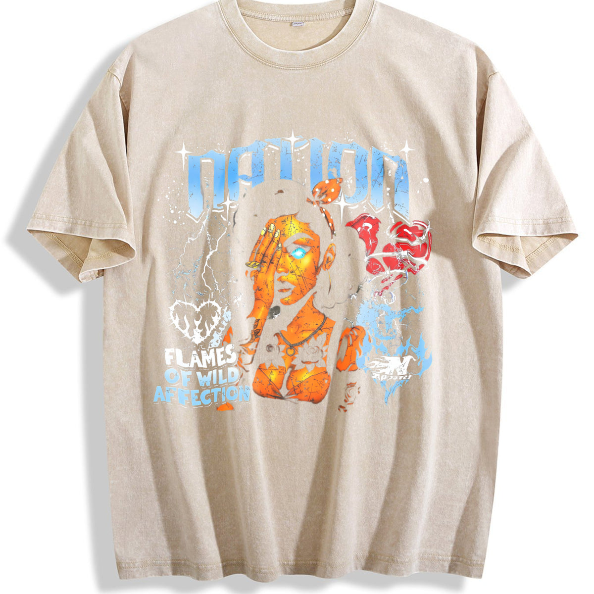 Nation Pinup Vintage Washed T-Shirt - Beige