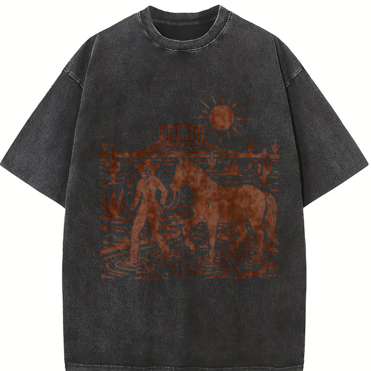 Cowgirl Desert Horse Vintage Washed T-Shirt - product view