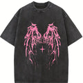 valentine shirts Oversized Angel Wings T-Shirt – Vintage Washed Y2K Graphic Tee
