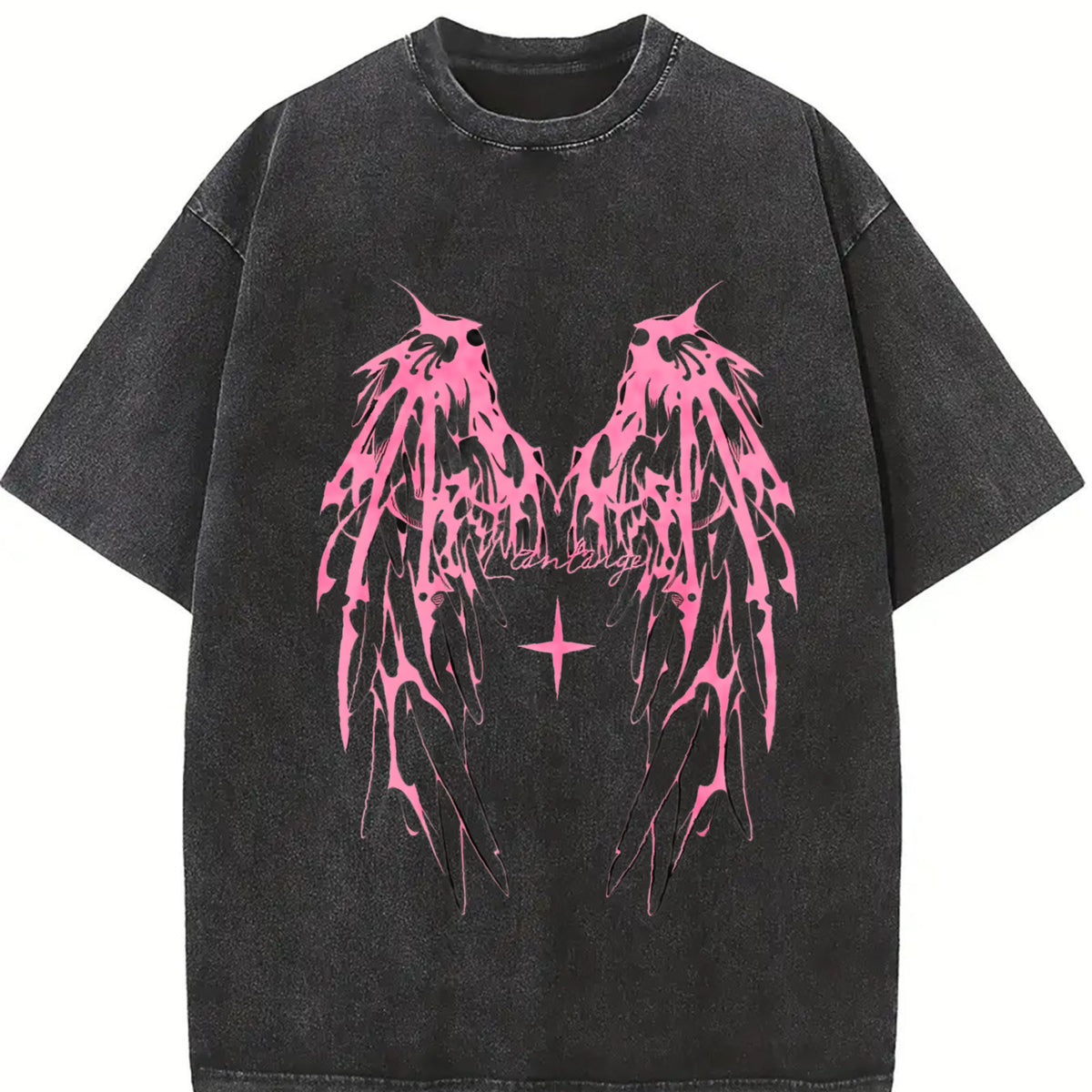 valentine shirts Oversized Angel Wings T-Shirt – Vintage Washed Y2K Graphic Tee