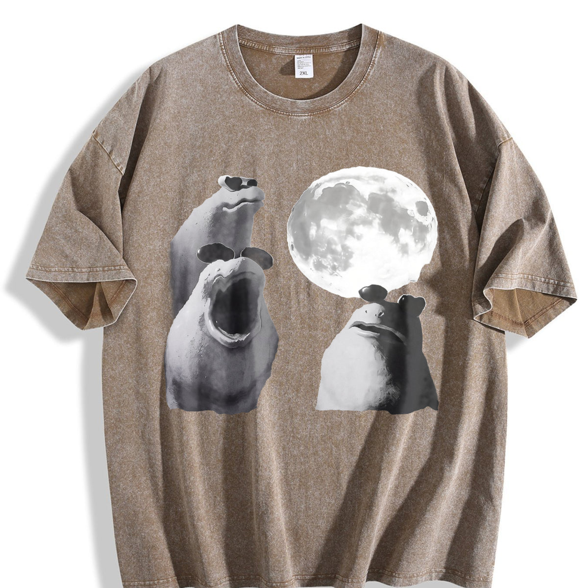 Viral Moon Frog Meme Vintage Washed T-Shirt - product view