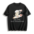 American 250th Anniversary Funny Frog USA Independence Day Cotton T-Shirt - Black