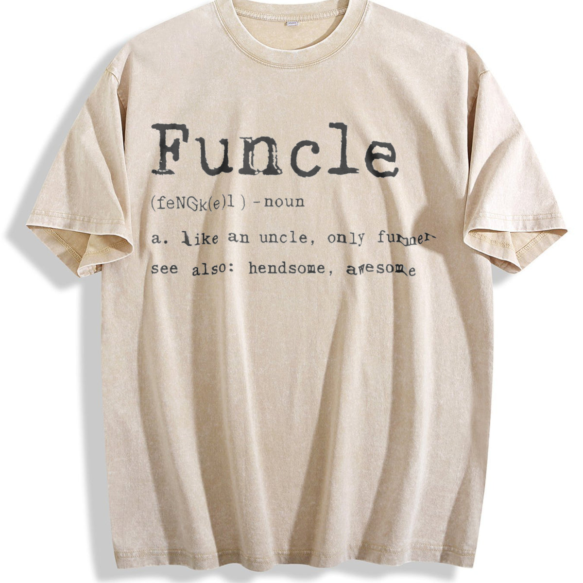 Funcle Definition Funny Uncle Family Novelty Funny Cool Vintage Washed T-Shirt - Beige