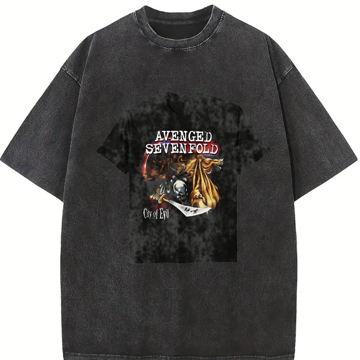 Avenged sevenfold City of Evil Shirt Oversized Washed Heavyweight Cotton T-shirt for Gothic Fans Unisex Heavy Metal streetwear graphic Tee, men gifts summer fits
