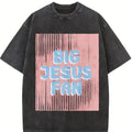 Unisex Big Jesus Fan Unisex Washed T-Shirt Plus Size Shirt Cotton