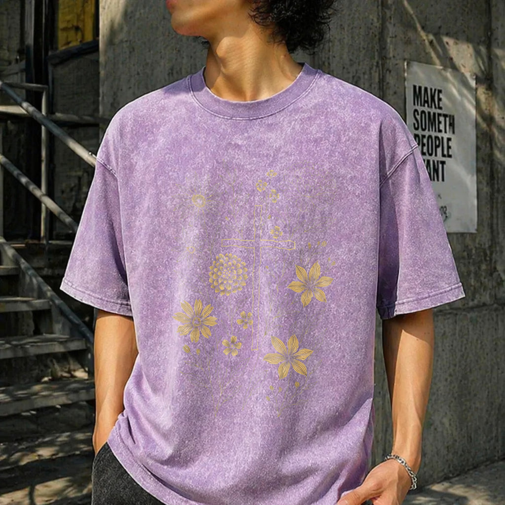 Christian Cross Vintage Washed T-Shirt - product view