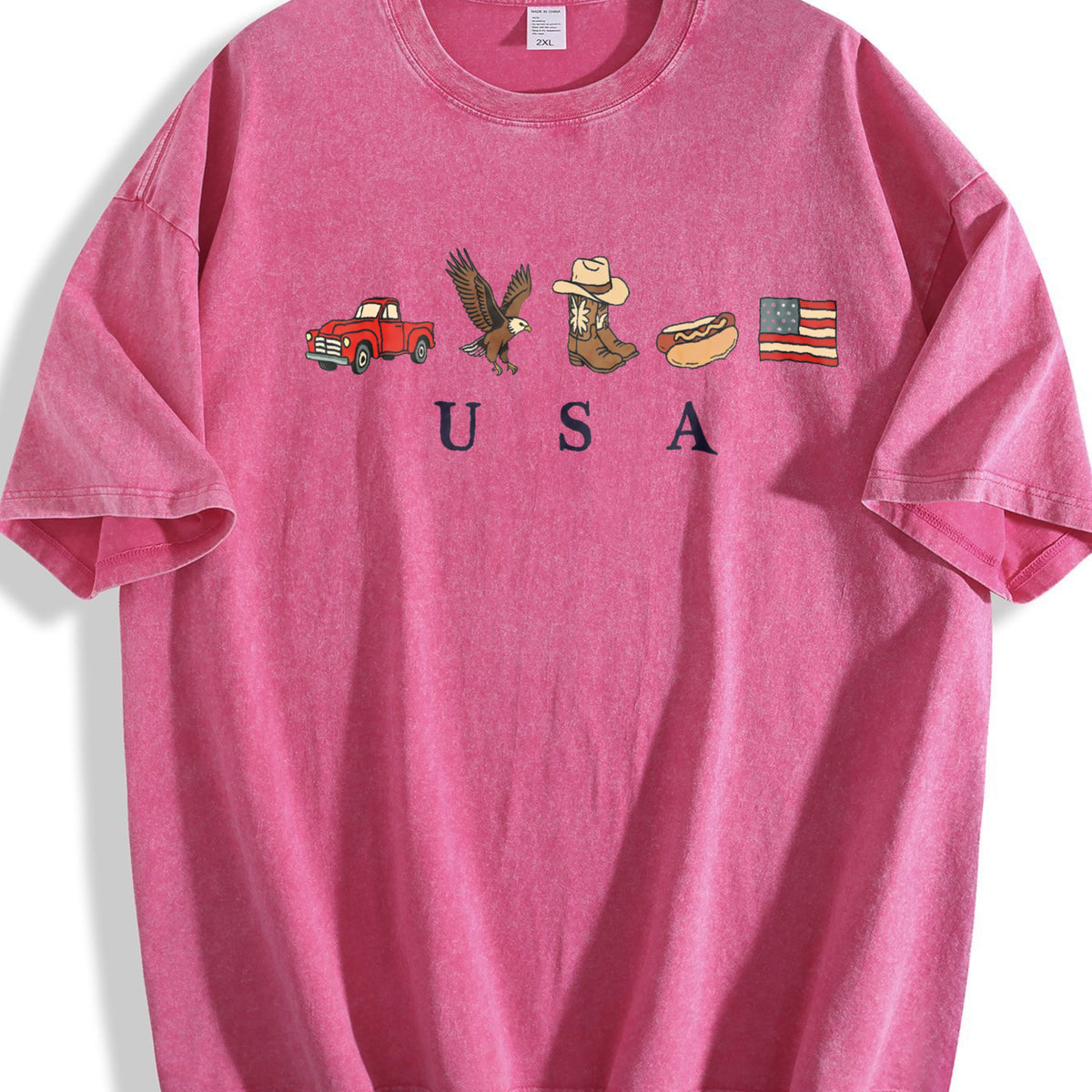 Classic USA Truck Eagle Cowboy Boot Hot Dog Vintage Washed T-Shirt - product view