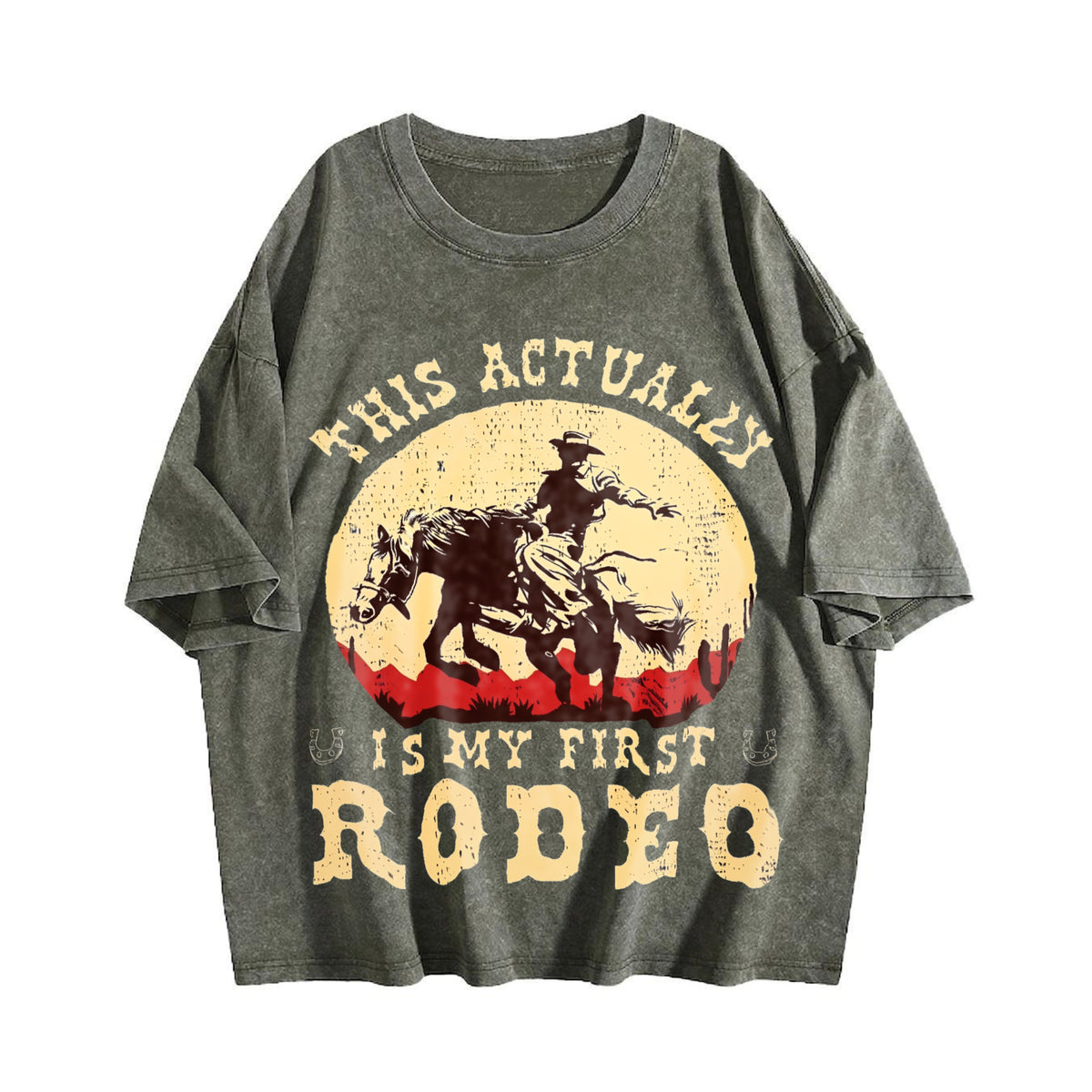 Western This Actually Is My First Rodeo Cowboy Vintage Washed T-Shirt - product view