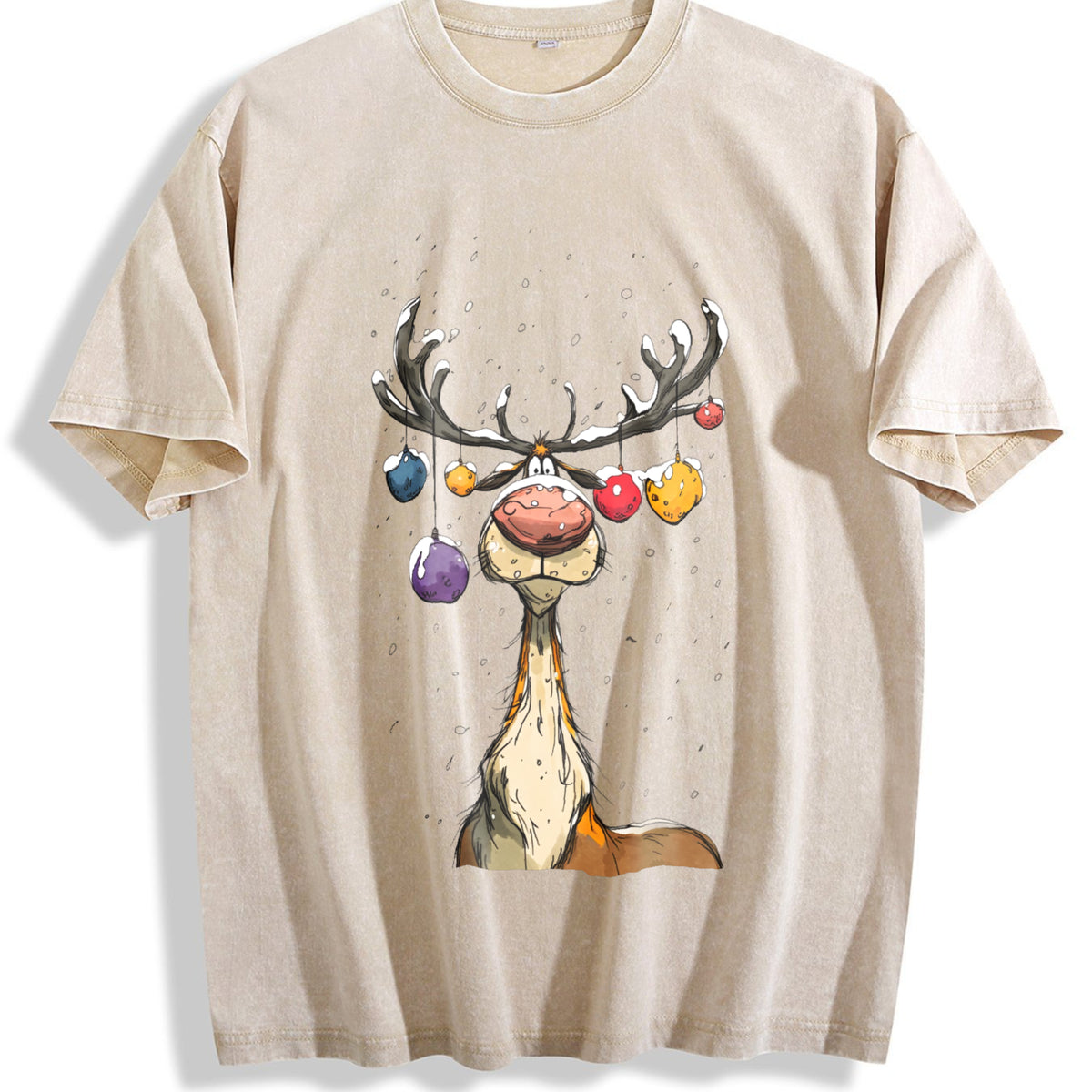 Reindeer Vintage Washed T-Shirt - Beige